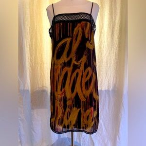 Rachael Roy silk lined statement dress, adjustable straps.